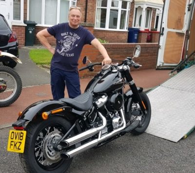 Pete and his Harley Softail Slim